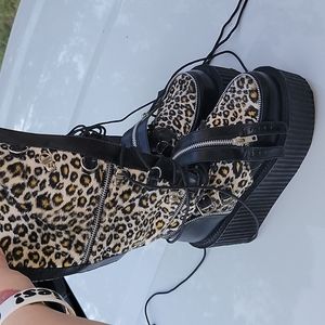 Demonia Leopard Print Platforms